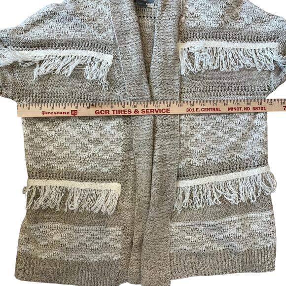 Natural Reflections Cardigan Women's Size XL Beige Neutral Fringe Boho Coastal - Picture 9 of 12